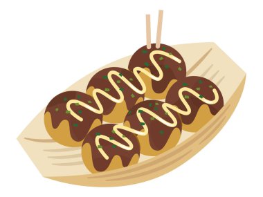 Takoyaki 'nin basit vektör çizimi.