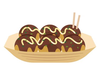 Takoyaki 'nin basit vektör çizimi.