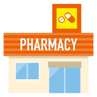 Eczane dış basit vektör illüstrasyonu