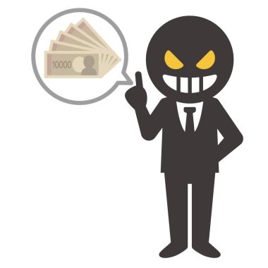 Simple vector illustration of a villain and money clipart