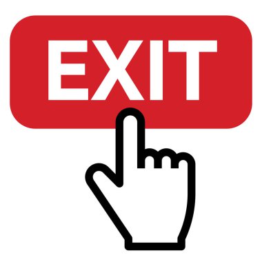EXIT düğmesine, vektör illüstrasyonuna parmak bas