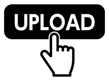 UPLOAD düğmesine, vektör illüstrasyonuna parmak bas