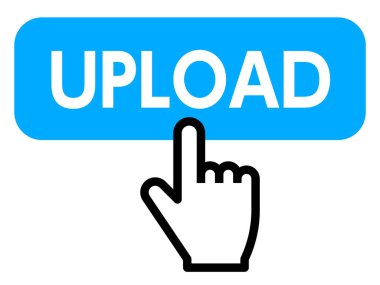 UPLOAD düğmesine, vektör illüstrasyonuna parmak bas