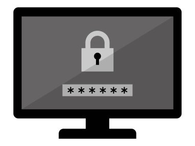 Bilgisayar güvenlik ekranı, basit vektör illüstrasyonu