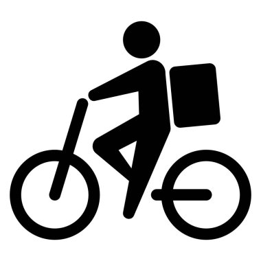 Bisiklet teslimatçısı simgesi, basit vektör illüstrasyonu