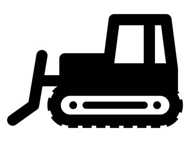 Buldozer simgesi, basit vektör illüstrasyonu
