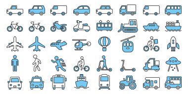 Araç simgesi seti, basit vektör illüstrasyonu