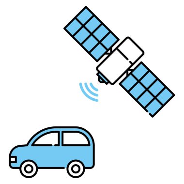 Araba ve uydu basit vektör simgesi