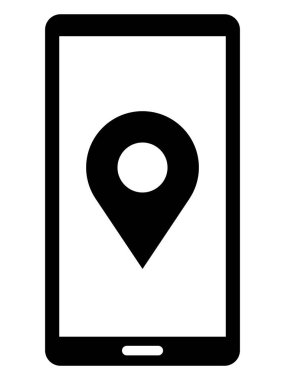 Akıllı telefon ve konum bilgisinin basit vektör simgesi