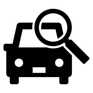 Araba ve büyüteç basit vektör simgesi