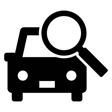 Araba ve büyüteç basit vektör simgesi