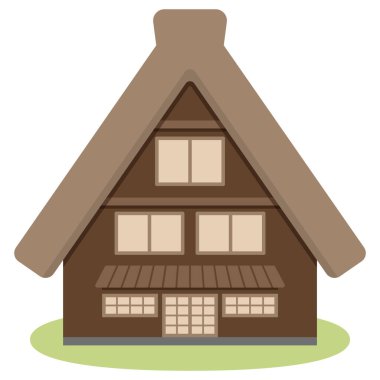 Shirakawa-go illüstrasyonu, basit vektör illüstrasyonu