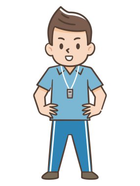 Beden eğitimi öğretmeni illüstrasyonu, basit vektör illüstrasyonu