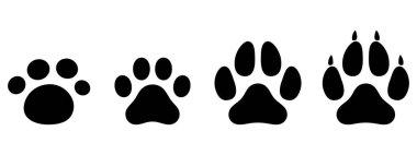 Köpek ve kedi ayak izleri örnekleme seti, basit vektör simgeleri