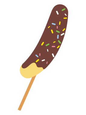 Çikolatalı muz illüstrasyonu, basit vektör illüstrasyonu