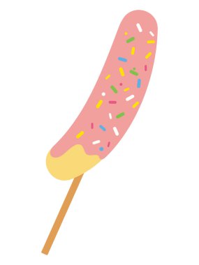 Çilekli çikolatalı muz çizimi, basit vektör illüstrasyonu