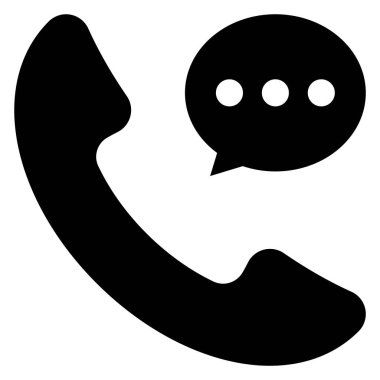 Telefon alıcısı simgesi ve konuşma balonu, basit vektör illüstrasyonu