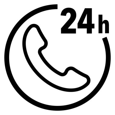 24 saat resepsiyon, telefon alıcısı simgesi, basit vektör çizimi