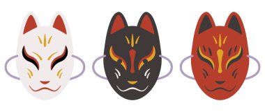 Tilki maskesi çizimi, basit vektör illüstrasyonu