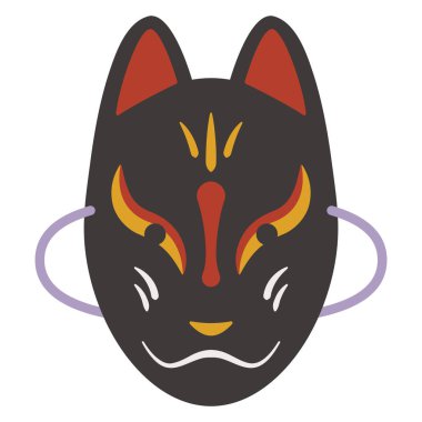 Siyah tilki maskesi illüstrasyonu, basit vektör illüstrasyonu