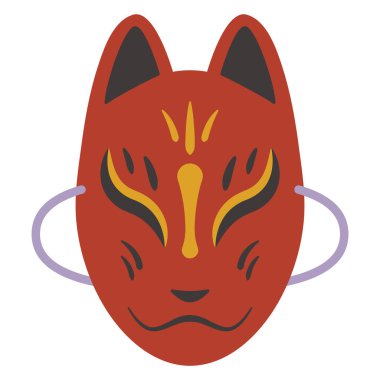 Kırmızı tilki maskesi illüstrasyonu, basit vektör illüstrasyonu