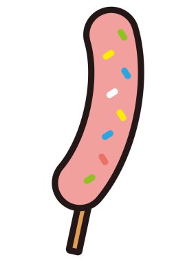 Çilekli çikolatalı muz ikonu, basit vektör illüstrasyonu