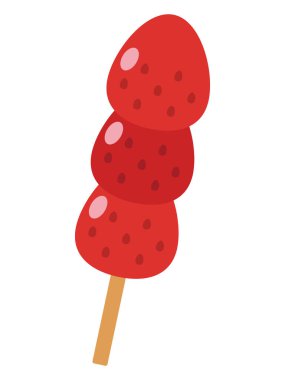 Çilek şekeri simgesi, basit vektör illüstrasyonu