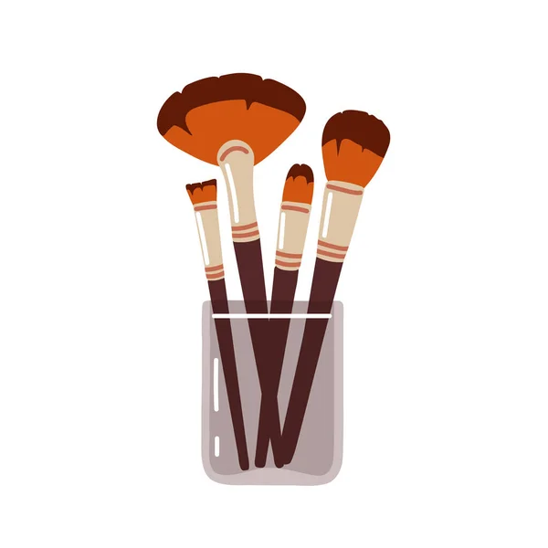 Set Makeup Brushes Glass Cup Professional Brushes Eye Shadow Eyebrow — Διανυσματικό Αρχείο