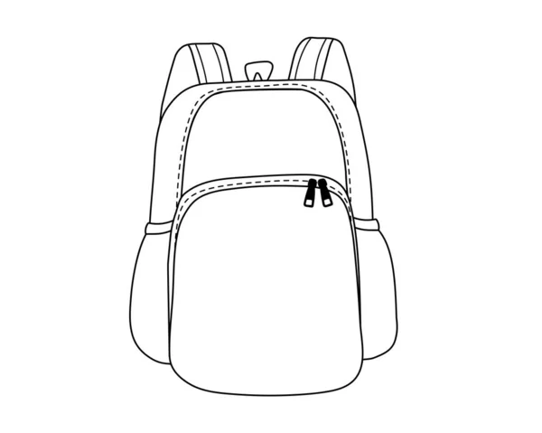 stock vector School backpack.Back to school,l rucksack for students or firts grader children.Simple line vector illustration in black and white