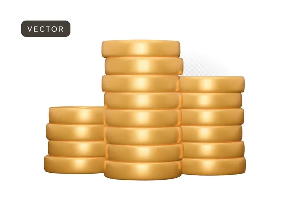 Pila Monedas Oro Brillante Dinero Concepto Finanzas Inversión Ahorros Ilustración — Vector de stock