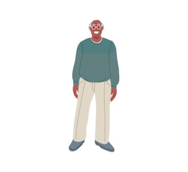 Gözlüklü, beyaz arka planda izole edilmiş mutlu Amerikalı Afrikalı son sınıf öğrencisinin tam boy çizimi.