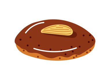 Kış için Lebkuchen Alman geleneksel kurabiyeleri, badem fıstıklı Nuremberg 'den gelen zaman. Noel için sezonluk pişirilmiş. Beyaz arkaplanda izole edilmiş vektör karikatür çizimi.. 