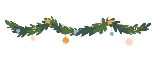 열매를 휴일과 크리스마스 전나무 배경에 스타일의 일러스트 스톡 일러스트레이션