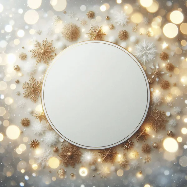 Noel ve Yeni Yıl, solgun arka planda soyut kar taneleri ile Bokeh arka planında vızıldadı. Noel tebrik kartı. Üretken ai araçları kullanılarak oluşturuldu.