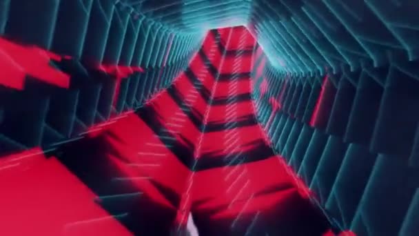 Loop Realistische Moderne Retro Neon Cyber Tunnel Wallpaper Achtergrond Loop — Stockvideo