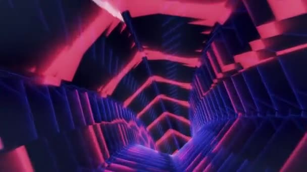 Loop Realista Moderno Retro Neon Cibernético Túnel Papel Parede Fundo — Vídeo de Stock