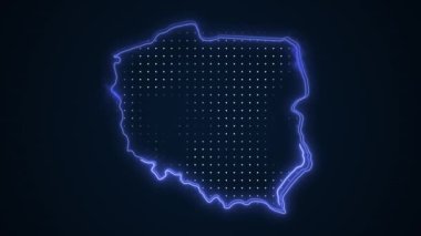Neon Mavi Polonya Haritası Sınır Çizgisi Döngü Arkaplanı