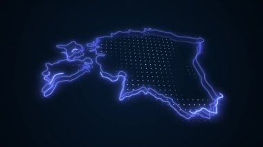 3D Taşıyıcı Mavi Estonya Haritası Kenarlık Çizgisi Döngü Arkaplanı