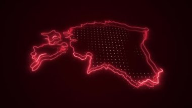3D Taşıyıcı Kırmızı Estonya Haritası Kenarlık Çizgisi Döngü Arkaplanı
