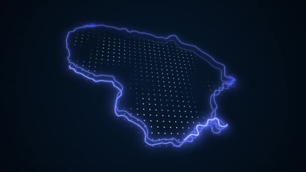 Neon Blue Lituania Mapa Fronteras Esquema Bucle Fondo — Vídeos de Stock