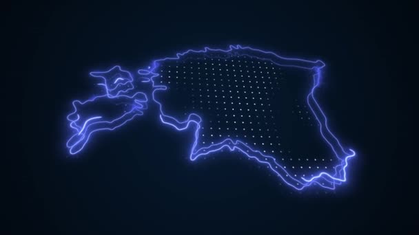 Movendo Neon Azul Estónia Mapa Fronteiras Esboço Loop Fundo — Vídeo de Stock