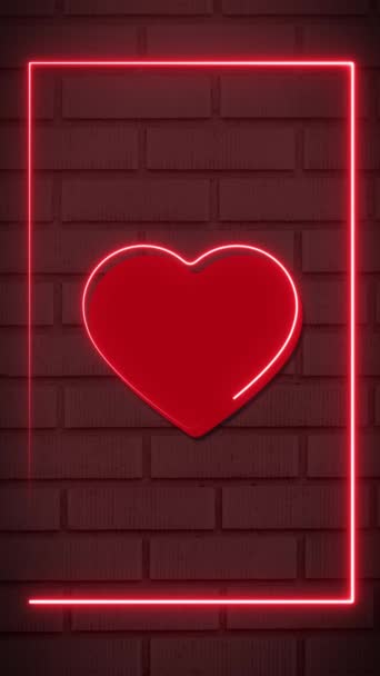 Ohromující Neonová Animace Okrajů Života Srdce Svislém Formátu — Stock video