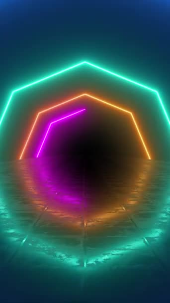 Mnohobarevný Neonový Tunel Oktagon Tvar Figurek Pozadí Tapety Dobré Pro — Stock video