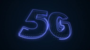 Neon Blue 5G Mobil Veri İnternet Simgesi 3B Ana Hattı Arkaplanı