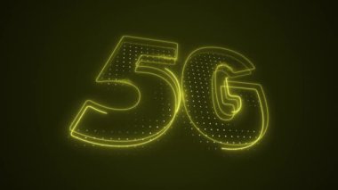 Neon Yellow 5G Mobil Veri İnternet Simgesi 3B Ana Görünüm Arkaplanı
