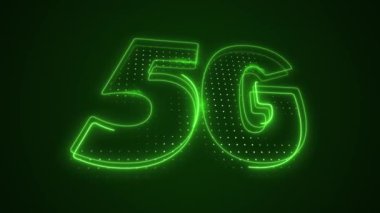 Neon Yeşil 5G Mobil Veri İnternet Simgesi 3D Taşıma Ana Hattı Arkaplanı
