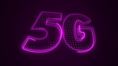 Neon Pembesi 5G Mobil Veri İnternet Simgesi 3D Taşıma Ana Hattı Arkaplanı