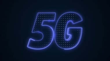 Neon Blue 5G Mobil Veri İnternet Simgesi Ana Hattı Arkaplanı