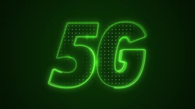 Neon Green 5G Mobil Veri İnternet Simgesi Ana Hattı Arkaplanı