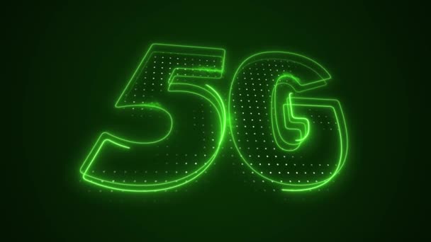 Neon Green Mobile Data Icon Moving Outline Loop Background — стоковое видео